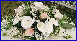 Pale Pink White Silk Flowers Centerpiece Spray Arrangement Wedding Floral 2@$180