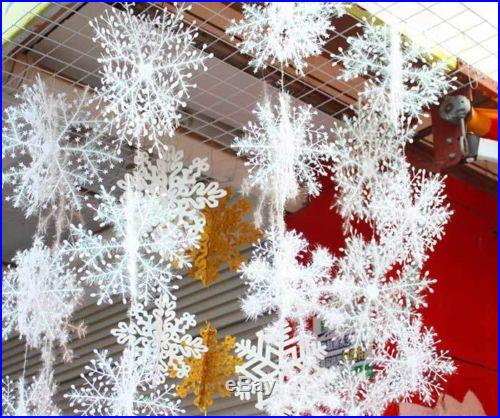 Party Christmas Decorations Supplies White Snow Snowflakes Hanging Ornaments Set