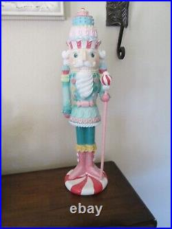 Pastel Candy Christmas Nutcracker-Style/Toy Soldier Statue Peppermint 21 Tall