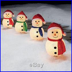 Pathway Lights Set of 4 Christmas Snowman Outdoor Decoration Yard Holiday Decor