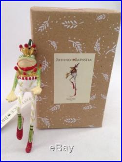 Patience Brewster Krinkles Mini Ornament DANCING FROG Handmade Holiday Green