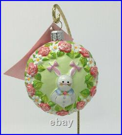 Patricia Breen PINK BUNNY GIRL EASTER MEDALLION ORNAMENT TAG SIGNED by BREEN