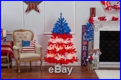 Patriotic American Tree, 5 ft, 495 UL Clear Lights & 5 Twinkle Lights