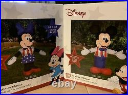 Patriotic Mickey & Minnie Mouse Airblown Inflatable Lighted Yard Decor Set Of 2