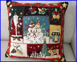 Patriotic Santa, Christmas sampler pillow. BIG handmade wool felt New World Arts