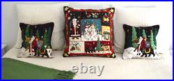 Patriotic Santa, Christmas sampler pillow. BIG handmade wool felt New World Arts