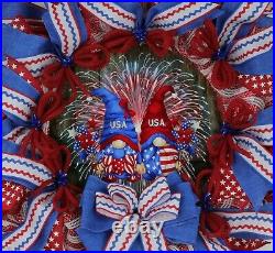 Patriotic Wreath Gnome Wreath, USA Wreath, Everyday Wreath, Front Door Wreath, P
