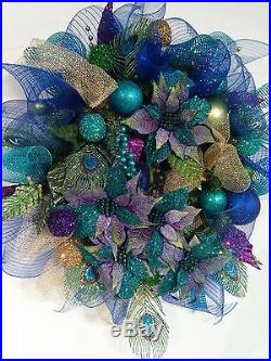 Peacock Christmas Holiday Wreath REGAL