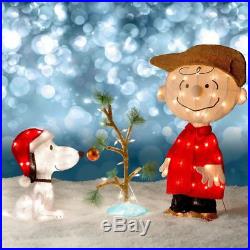 Peanuts Charlie Brown Lonely Tree Lighted Christmas Yard Outdoor Sculpture NIOB