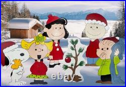 Peanuts Snoopy Charlie Brown Christmas Group Hand Painted Wooden Yard Art