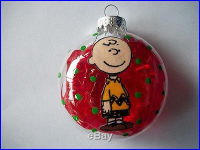 Peanuts Snoopy Decorated Glass Christmas Ornaments Set of 4