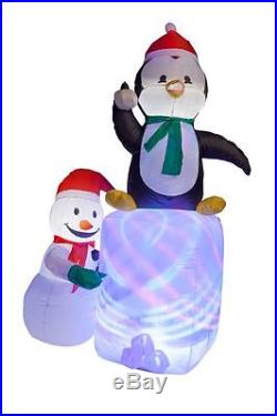 Penguin & Snowman Ice Show Inflatable With LED Lights Christmas Decoration 6ft
