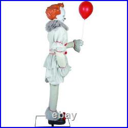 Pennywise 6' Standing IT Clown Halloween Decor Lights Animated Sound Red Balloon