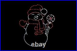 Peppermint Snowman metal wire frame LED light outdoor Christmas display