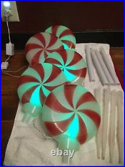 Peppermint Swirl Lollipop Plastic Blow Mold Christmas Stake Path Flashing Light