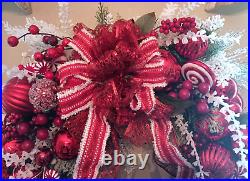 Peppermint Twist Red & White Candy Cane Peppermint Christmas Wreath Holididay