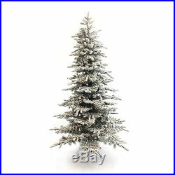 Perfect Holiday 5ft Pre-lit Snow Flocked Christmas Tree Clear LED Diameter 40
