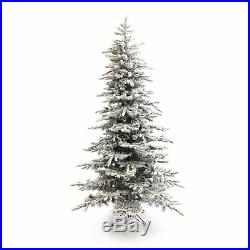 Perfect Holiday 5ft Pre-lit Snow Flocked Christmas Tree Clear LED Diameter 40