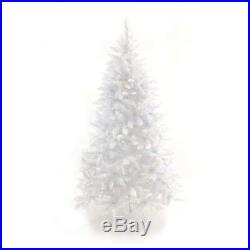 Perfect Holiday Pre-Lit White Christmas Tree 6.5 feet with 450 LED Warm White