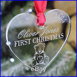 Personalised Baby First Christmas Tree Decorations Bauble Gifts Teddy Present C1