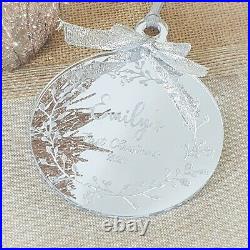 Personalised Baby's First Christmas Bauble Silver Tree Decoration Gift Xmas