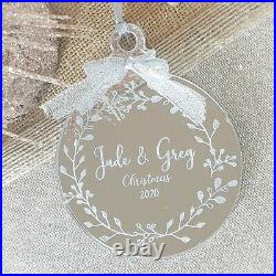 Personalised Baby's First Christmas Bauble Silver Tree Decoration Gift Xmas