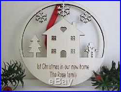 Personalised Christmas home house decoration MADE IN UK 13cm xmas bauble