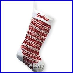 Personalised Deluxe Embroidered Nordic Knitted Xmas Stocking Sack Christmas Gift