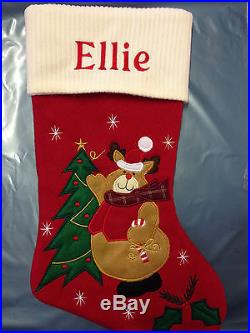 Personalised Embroidered Christmas Santa Snowman Reindeer Stocking Ivory Top