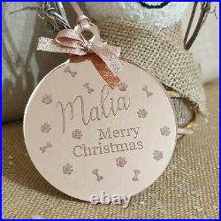 Personalised Engraved Baby's 1st Christmas Bauble Rose Gold Tree Decoration Gift