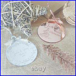 Personalised Engraved Christmas Bauble Rose Gold Tree Decoration Gift Xmas