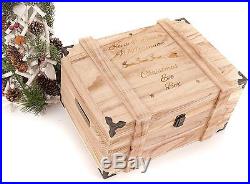 Personalised Engraved Christmas Eve Box Vintage Wooden Oak Chest Large Box
