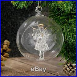 Personalised Engraved Glass Christmas Angel Bauble Christmas Memorial Gift Idea