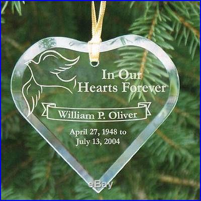 Personalized Memorial Christmas Ornament Engraved Heart Glass Memorial Ornament