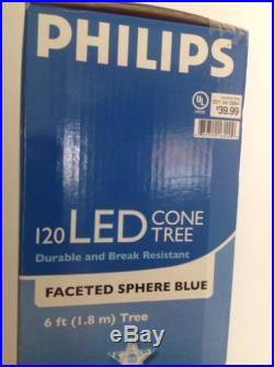 Phillips 6' Blue LED Lighted Indoor Outdoor Xmas Cone Tree Yard Decoration NIB