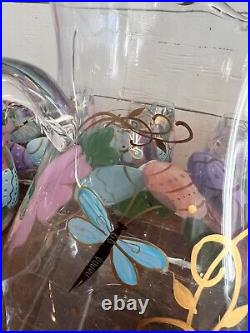 Pier1 27 Piece Glass Goblets, Cups, & Pitcher- Handpainted Spring Easter Eggs