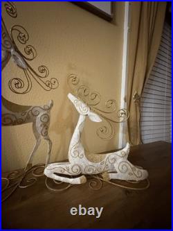 Pier 1 Capiz and Metal Reindeer Set Rare Vintage Glitter EUC