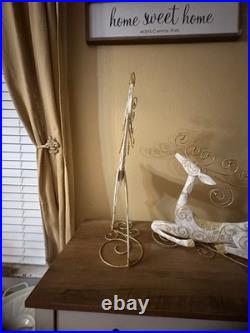 Pier 1 Capiz and Metal Reindeer Set Rare Vintage Glitter EUC