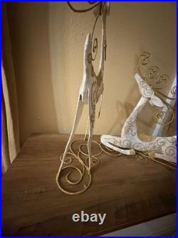 Pier 1 Capiz and Metal Reindeer Set Rare Vintage Glitter EUC