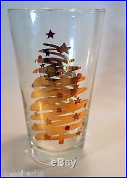 Pier 1 Gold Christmas Tree Tumblers Set of 6