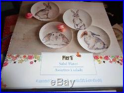Pier 1 Imports Elegant Gray Bunnies Salad Plates Easter 8 Set 8 New