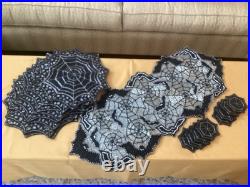 Pier 1 & Spooky Nights Beaded Spider Web Placemats, Coasters, Runner Set Of 17