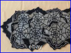 Pier 1 & Spooky Nights Beaded Spider Web Placemats, Coasters, Runner Set Of 17