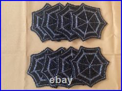 Pier 1 & Spooky Nights Beaded Spider Web Placemats, Coasters, Runner Set Of 17