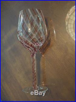 Pier 1 Wine Glasses Red White Candy Cane Striped Christmas Holiday New in Box