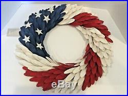 Pier-1-patriotic-americana-red-white-blue-wood-curl-july 4th Wreath