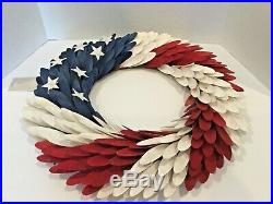 Pier-1-patriotic-americana-red-white-blue-wood-curl-july 4th Wreath