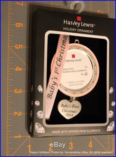Pink Frame Baby’s First Christmas 2014 Harvey Lewis Swarovski Ornament Metal