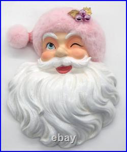 Pink Santa Face With Pink Plush Sparkling Hat 18 Wall Decor Raz Imports