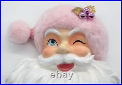 Pink Santa Face With Pink Plush Sparkling Hat 18 Wall Decor Raz Imports Pink Santa Face With Pink Plush Sparkling Hat 18 Wall Decor Raz Imports